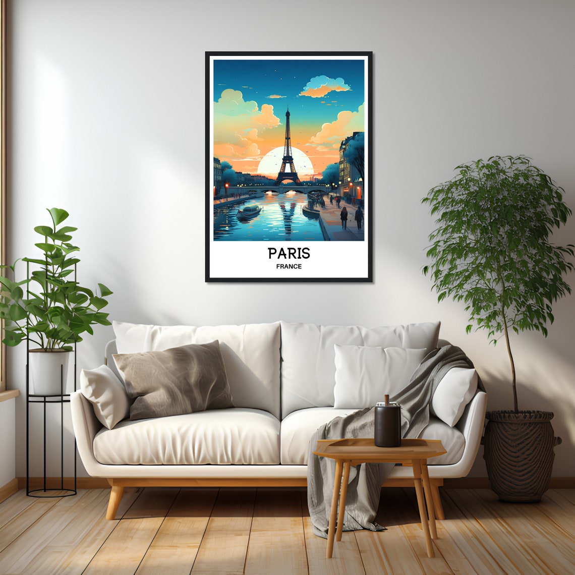 Paris Eiffel Tower Sunset Seine River Romantic Travel Poster - Image 2