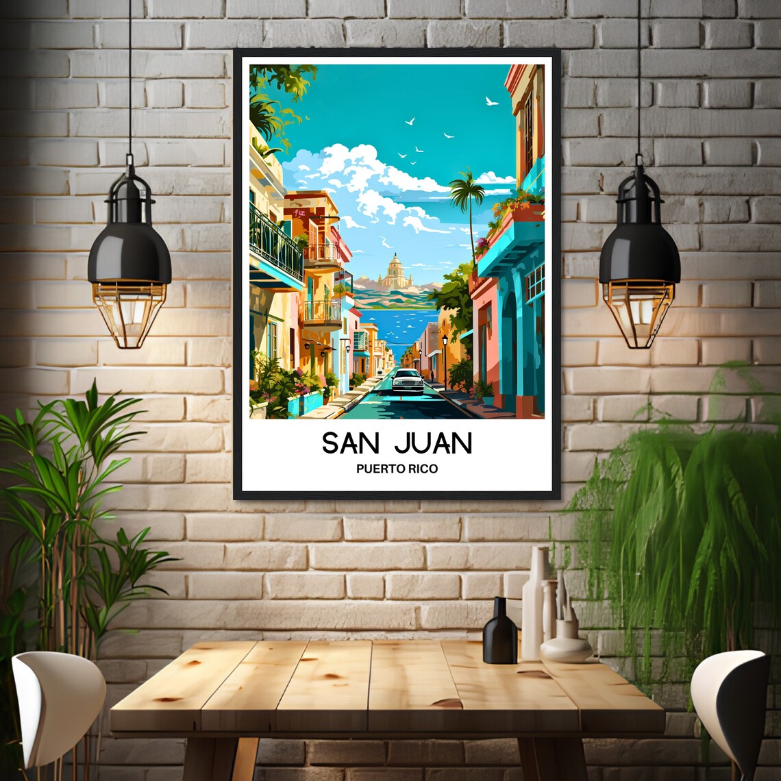 San Juan Puerto Rico Old Colonial Street Balconies Cathedral Poster - Image 3