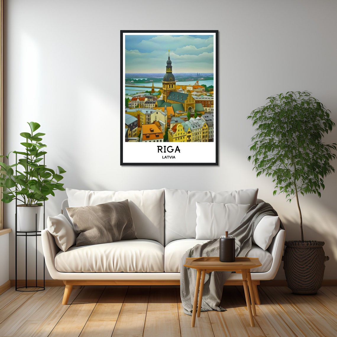 Riga Latvia Old Town Rooftops Cathedral Tower City Travel Poster - Image 2