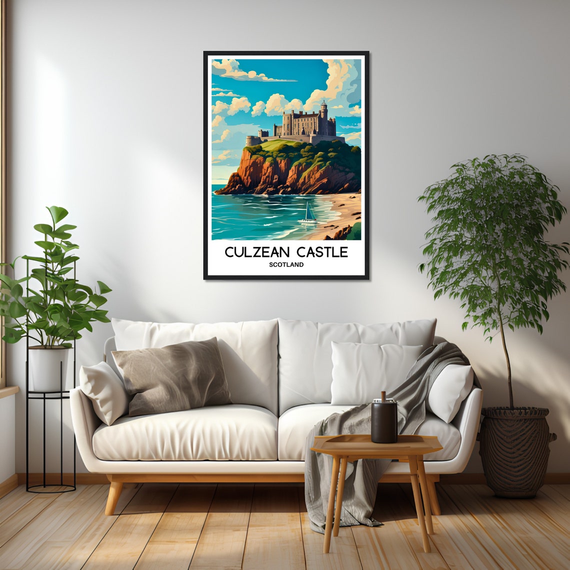 Culzean Castle Scotland Cliffside Seaside Illustration Travel Poster - Image 2