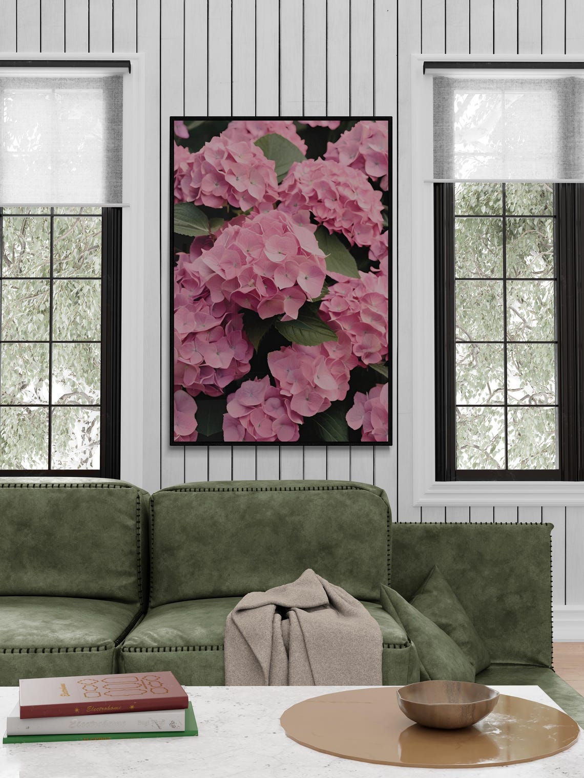 Pink Hydrangea Botanical Floral Art Flower Market Art Spring Flowers Abstract Design Henri Matisse Style Art - Image 3
