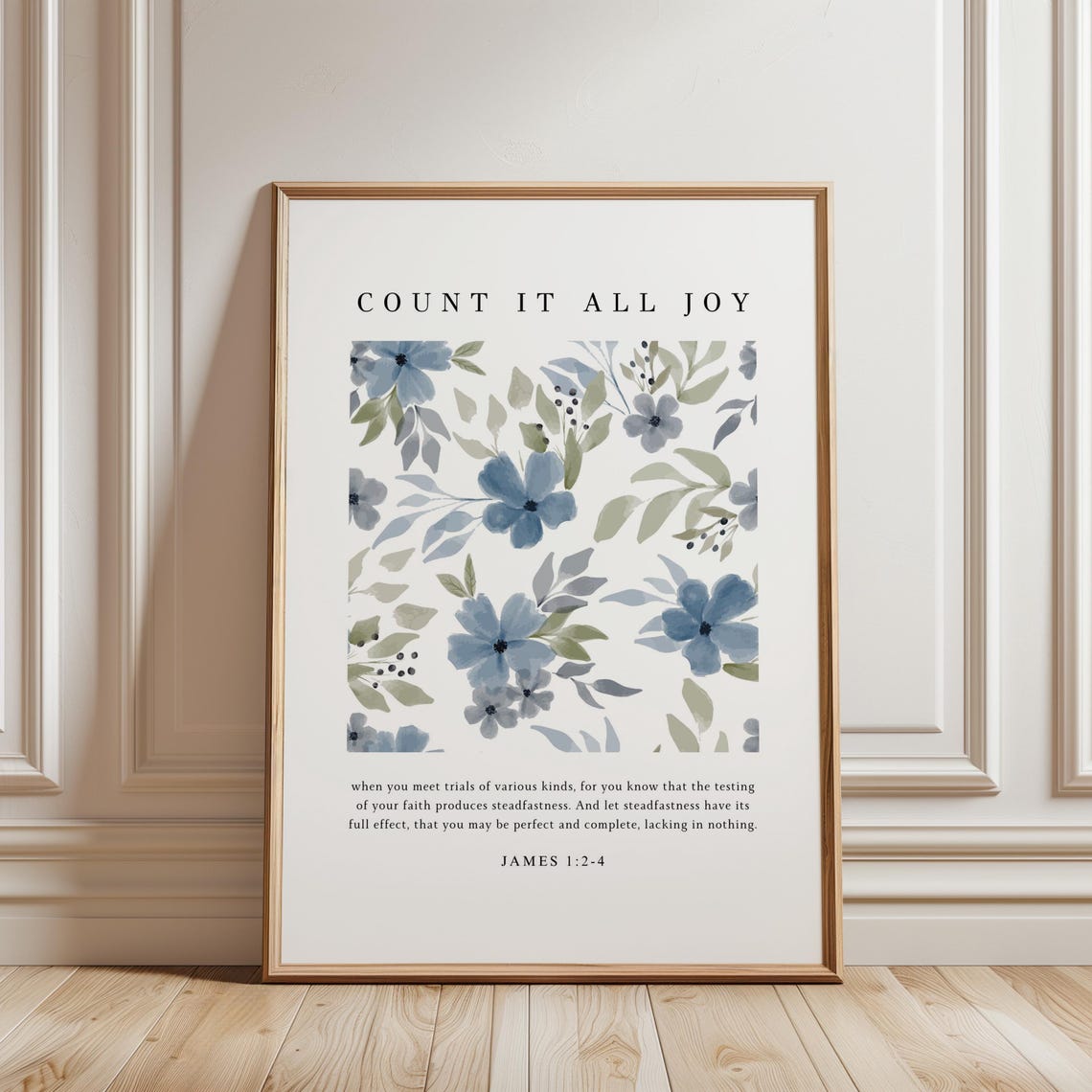 Count It All Joy Scripture Art Print, Floral Decor
