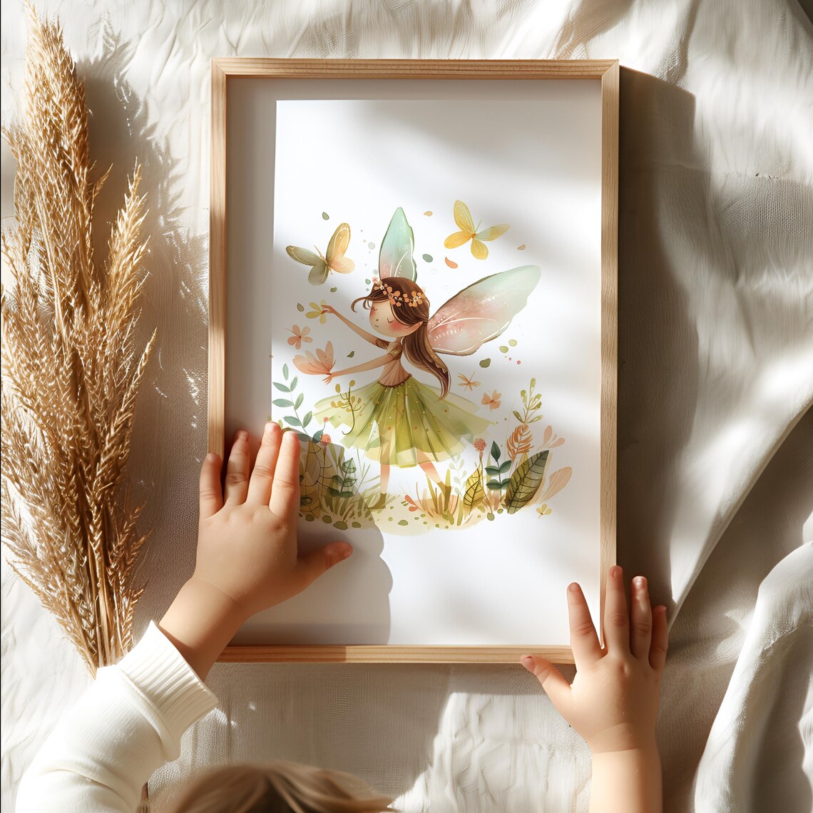 Fairy Princess With Butterflies Watercolor Garden Nursery Art Poster - Image 2