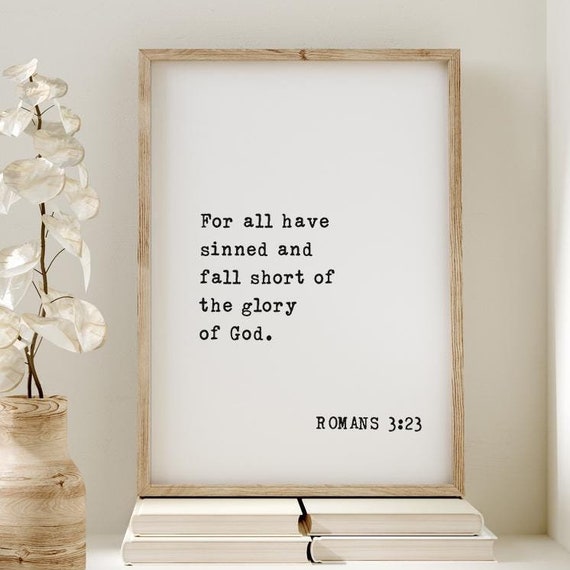 Romans 323 Framed Scripture Christian Bible Verse Home Decor Faith Inspirational Wall Art Gifts For Believers Collectors