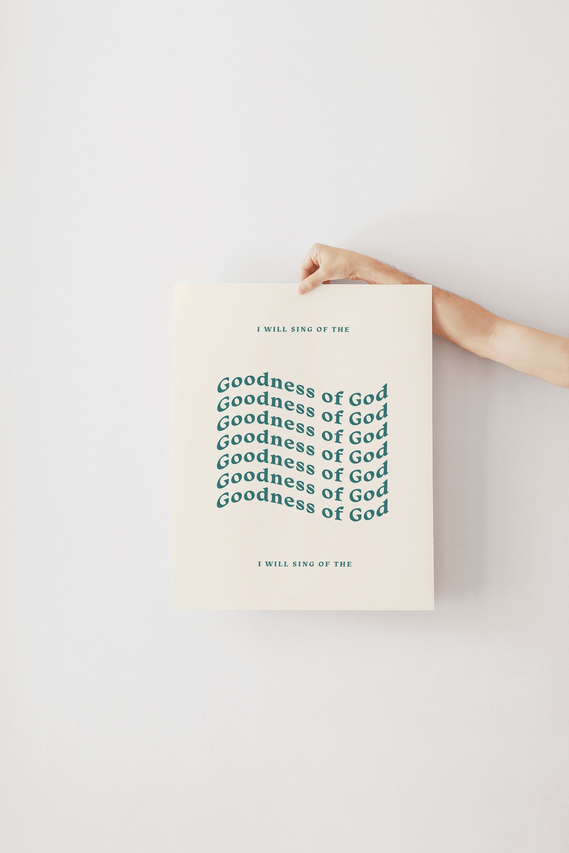 Goodness Of God Wavy Typography Green Worship Song Lyric Poster - Image 2