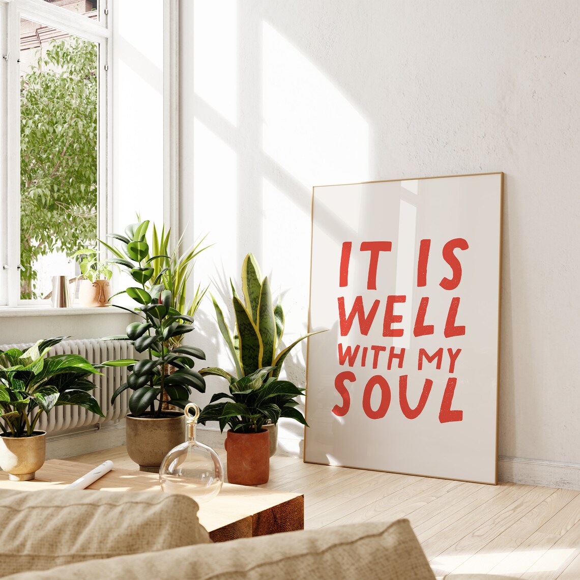 It Is Well With My Soul Red Hand Lettering Hymn Lyric Modern Christian Poster - Image 3
