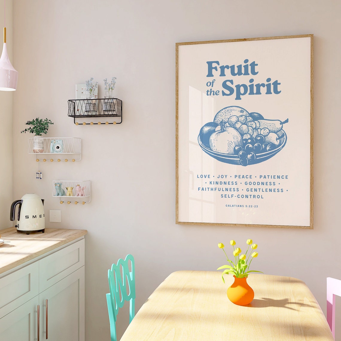 Fruit Of The Spirit Wall Art Retro Kitchen Wall Decor Dorm Room Essentials Christian Wall Art Christian Home Scripture Gift - Image 2
