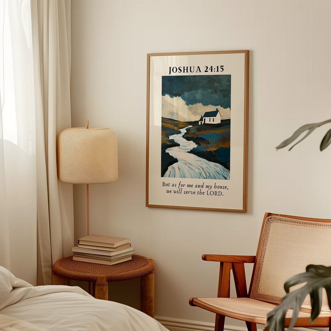 Joshua 24 15 We Will Serve The Lord Moody Cottage Stream Bible Poster - Image 4
