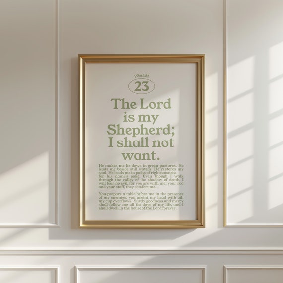 Psalm 23 Christian Wall Art Minimalist Bible Verse Decor Tropical Wall Art Green Wall Decor Christian Quote Poster