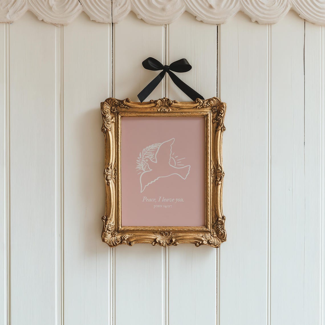 Peace I Leave You John 1427 White Dove Pink Minimalist Faith Poster - Image 4