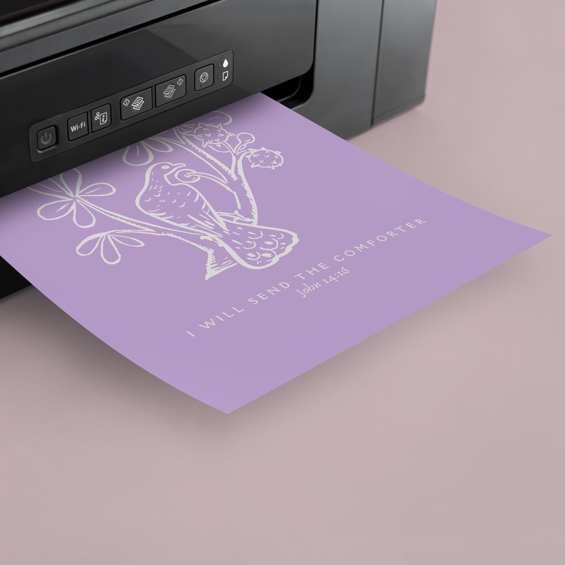 I Will Send the Comforter John 14:16 Lavender Dove Line Poster - Image 3