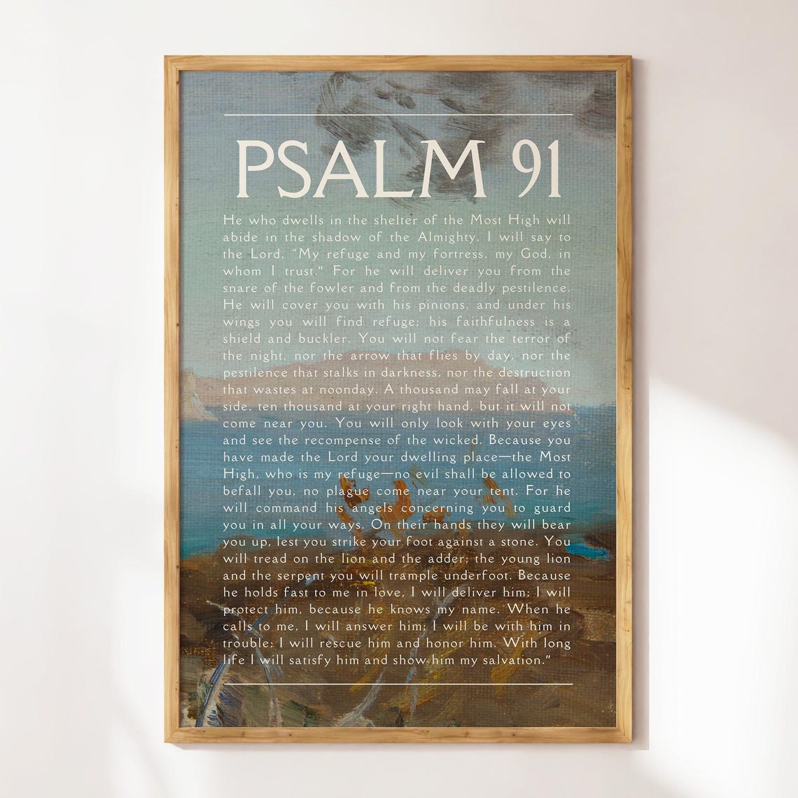Psalm 91 Full Chapter Text Vintage Seascape Scripture Wall Poster - Image 4