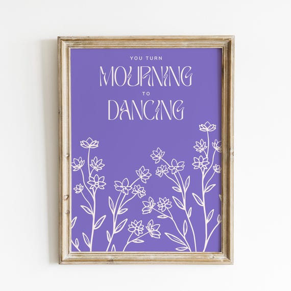 You Turning Mourning To Dancing Purple Christian Typography Trendy Art Print Bible Verse Wall Art Baptism Gift