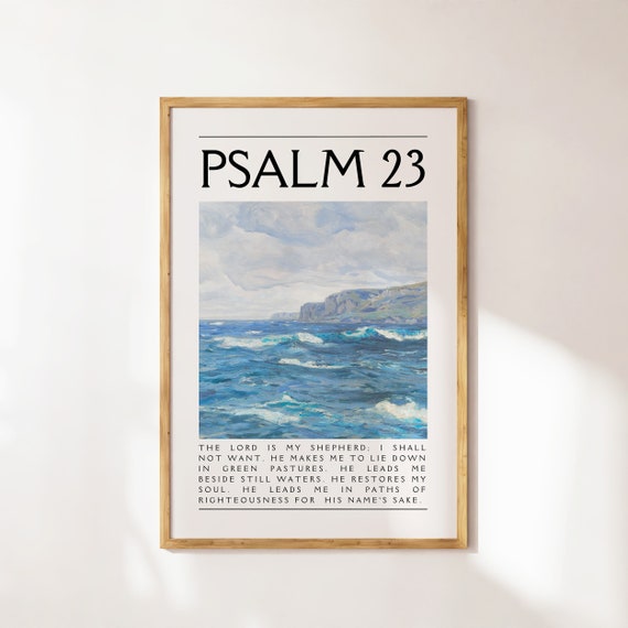 Psalm 23 Coastal Granddaughter Prints Christian Wall Art Bible Verse Decor Product Apartment Housewarming Gift Blue Decor
