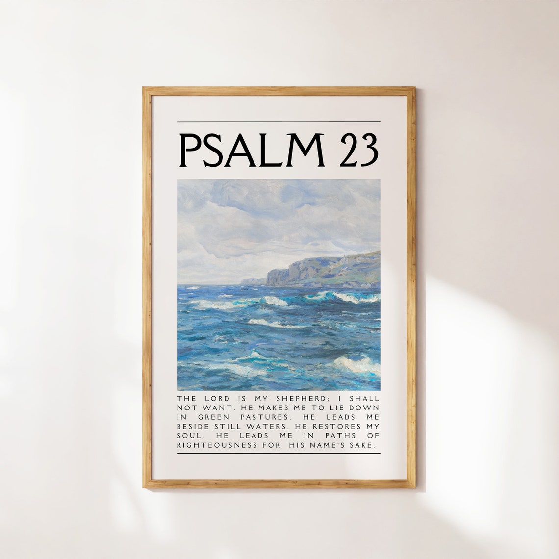 Psalm 23 Ocean Waves The Lord Is My Shepherd Scripture Art Poster
