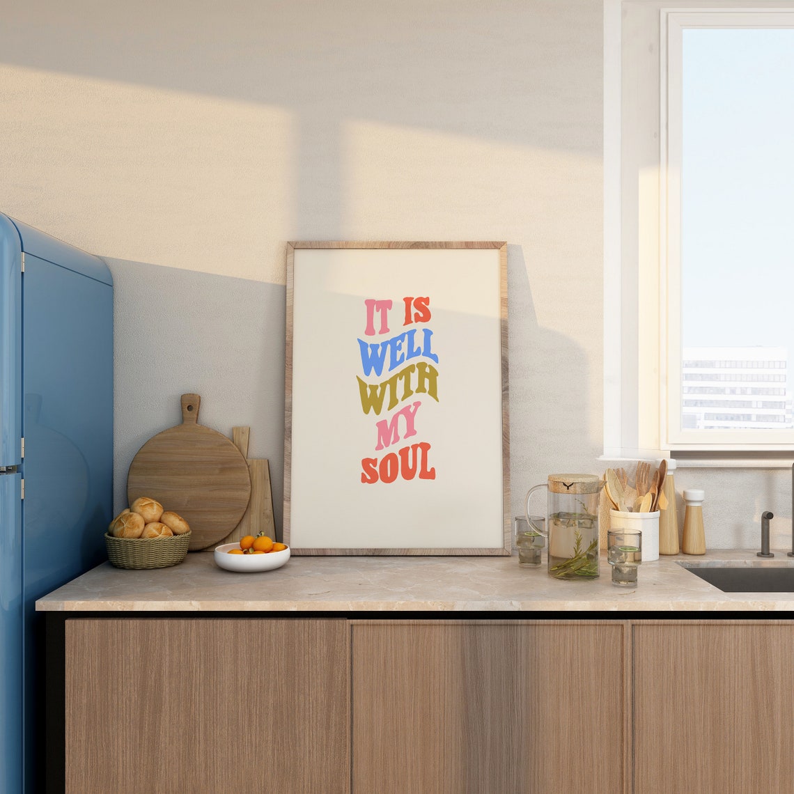 It Is Well With My Soul Retro Rainbow Lettering Christian Quote Print - Image 3