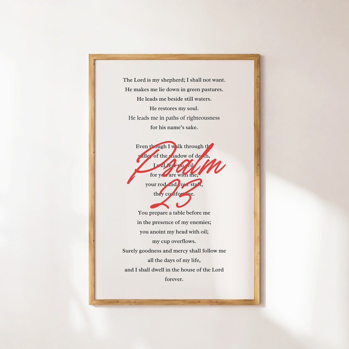 Psalm 23 Full Chapter Bible Verse Red Script Modern Christian Faith Poster - Image 3