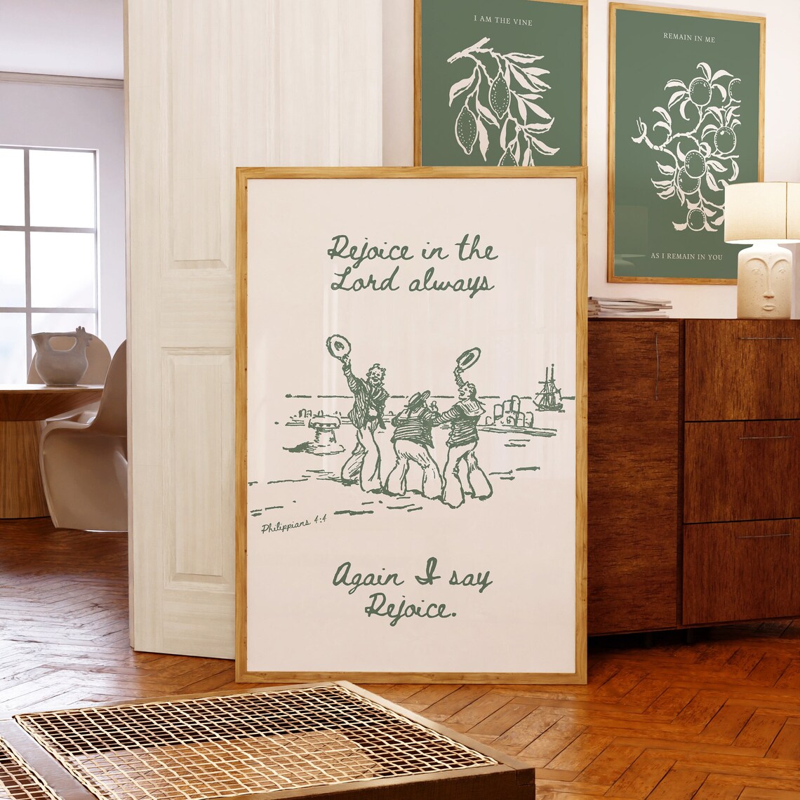 Rejoice in the Lord Always Philippians 4:4 Vintage Sailor Sketch Poster - Image 4