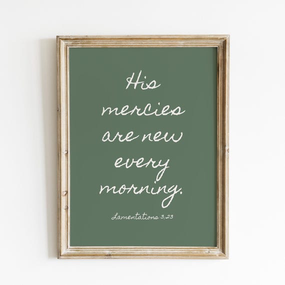 Lamentations 3 Bible Verse Wall Art Christian Wall Art Trendy Apartment Decor Wall Art Quote Inspirational Motivational Wall Art