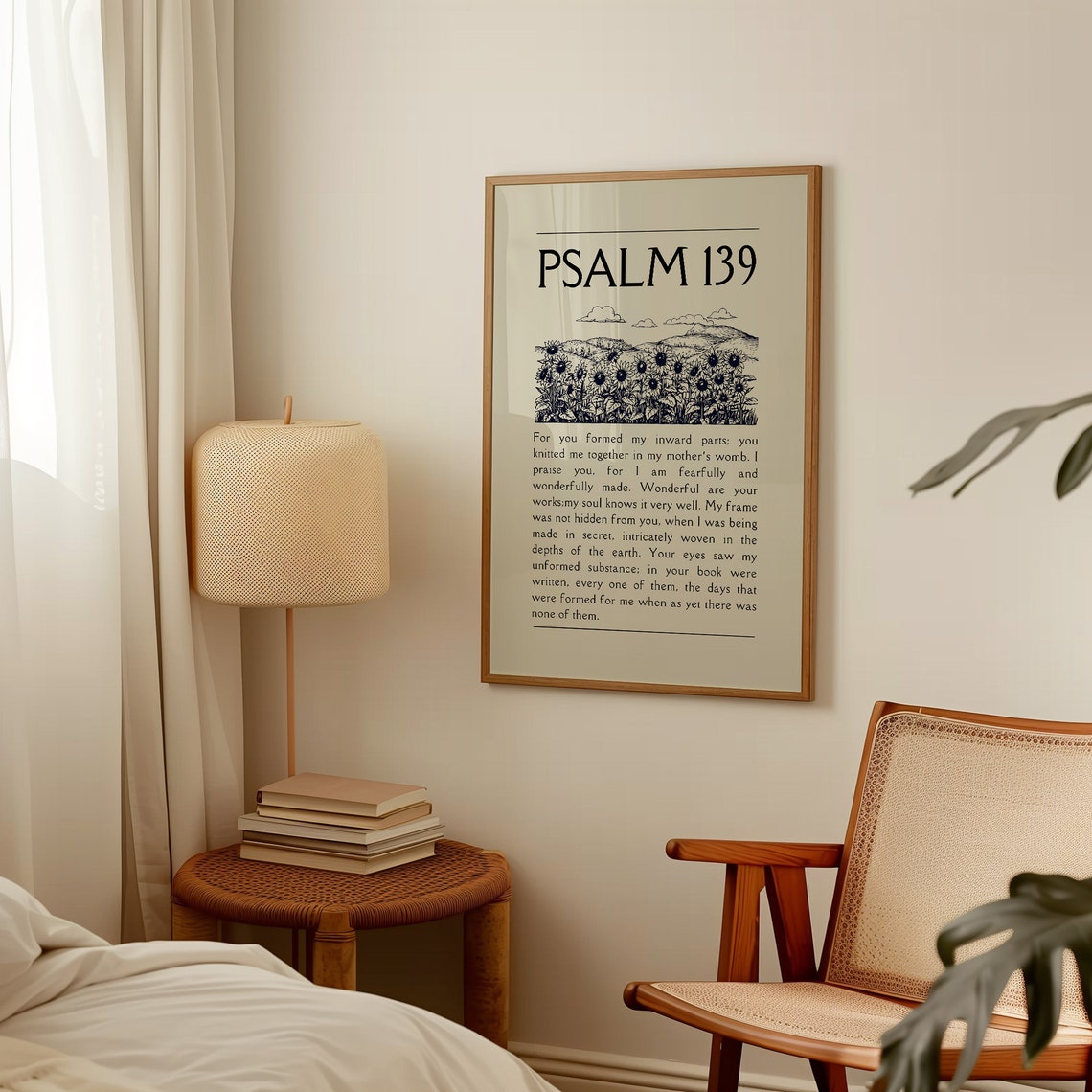 Psalm 139 Fearfully Wonderfully Made Sunflower Sketch Poster - Image 4