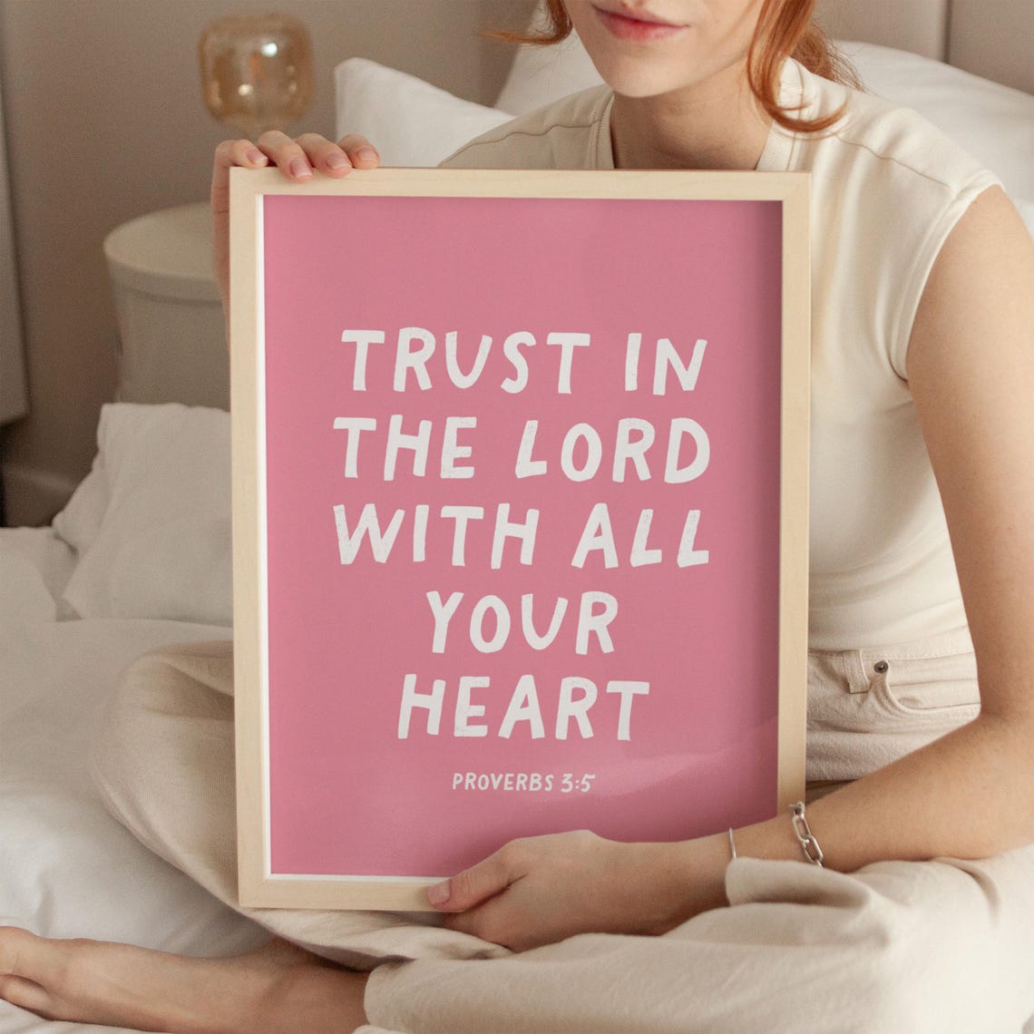 Trust in the Lord With All Your Heart Proverbs 3:5 Pink Poster - Image 3