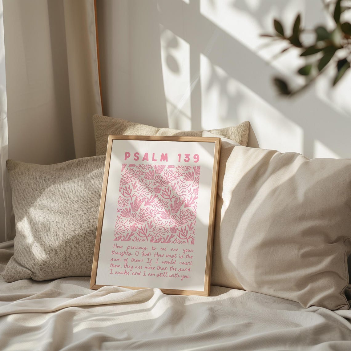 Psalm 139 Pink Coral Reef Pattern Precious Thoughts Scripture Poster - Image 3