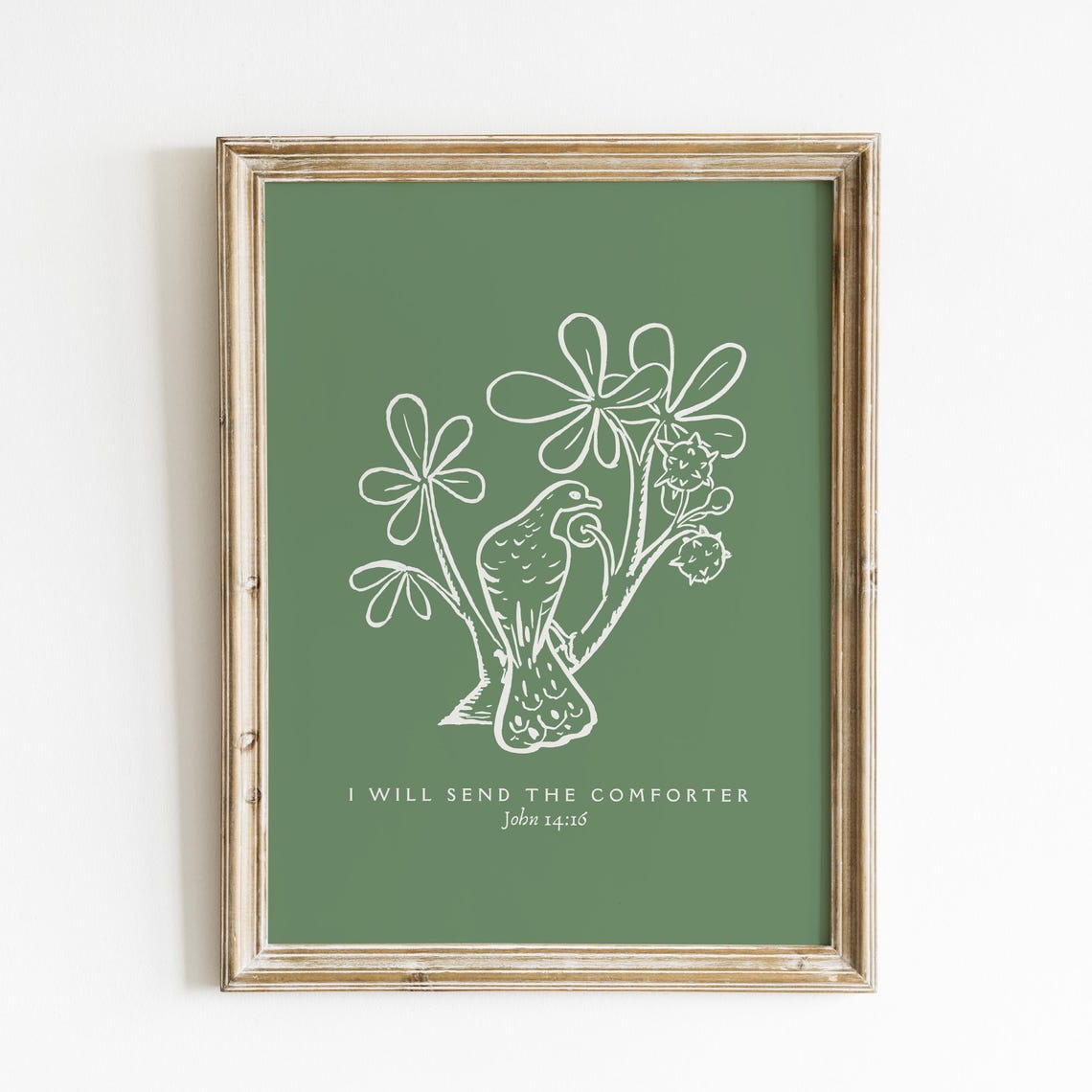 John 14 Minimalist Christian Typography Trendy Art Print Bible Verse Wall Art Baptism Gift Green Wall Art - Image 2