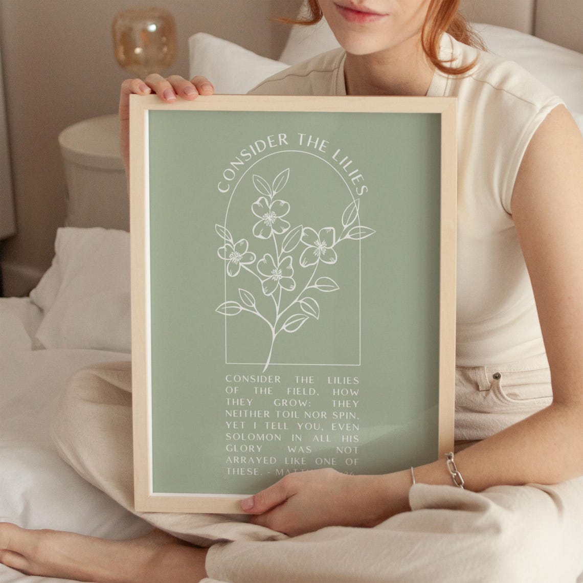 Consider The Lilies Christian Wall Art Scripture Wall Art Gift Dorm Room Essentials Wall Art Trendy Apartment Housewarming Gift - Image 2