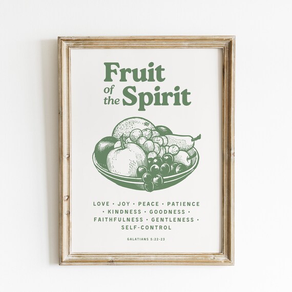 Fruit of the Spirit Galatians 5:22-23 Green Fruit Bowl Poster