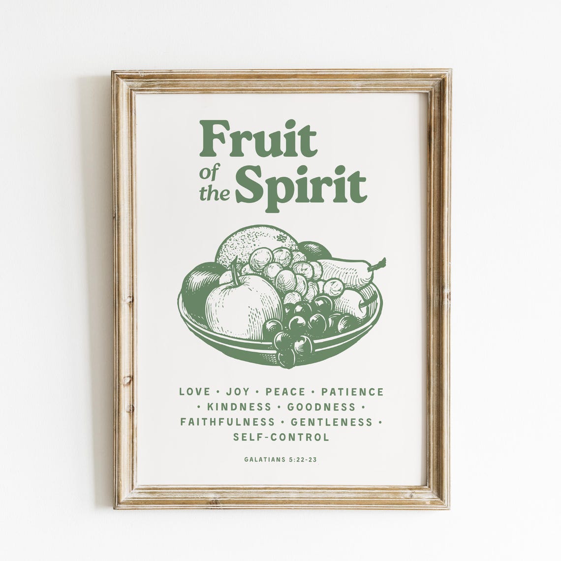 Fruit of the Spirit Galatians 5:22-23 Green Fruit Bowl Poster