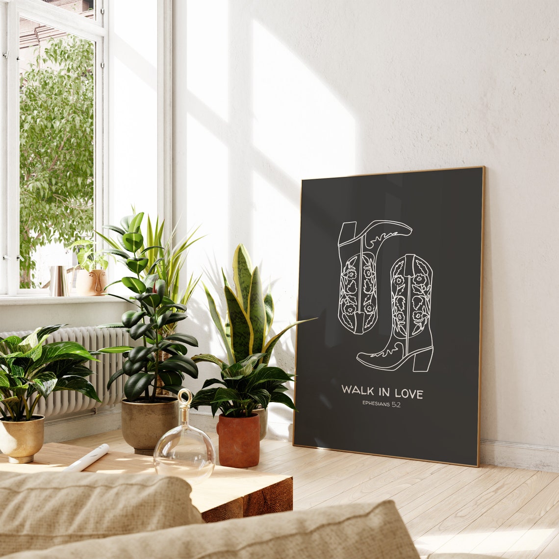 Walk in Love Ephesians 5 Cowboy Boots Western Christian Poster - Image 3