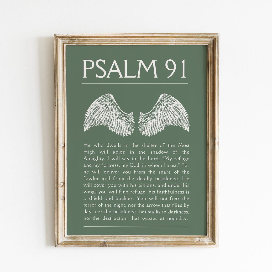 Psalm 91 Angel Wings Shelter of the Most High Scripture Poster
