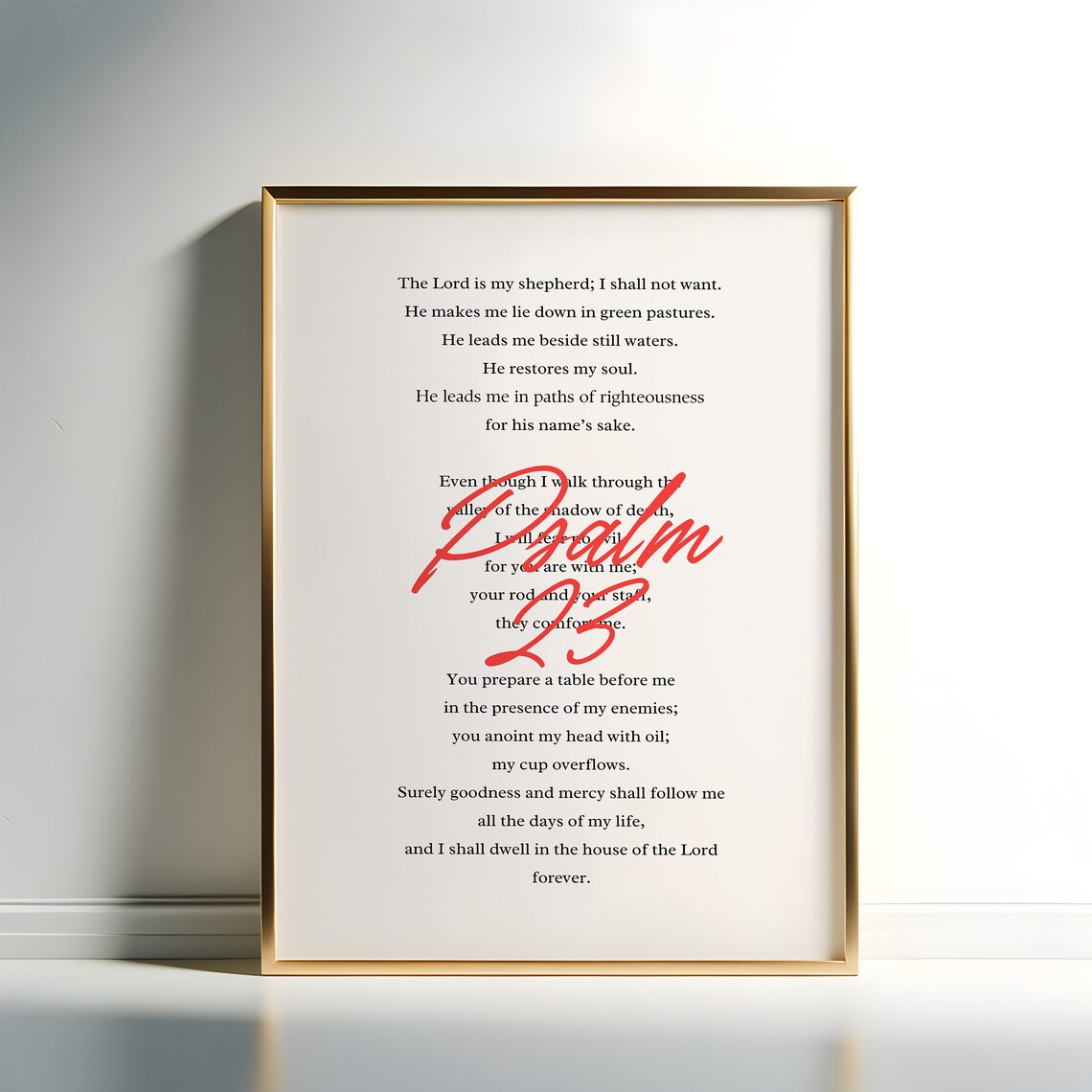 Psalm 23 Full Chapter Bible Verse Red Script Modern Christian Faith Poster - Image 4