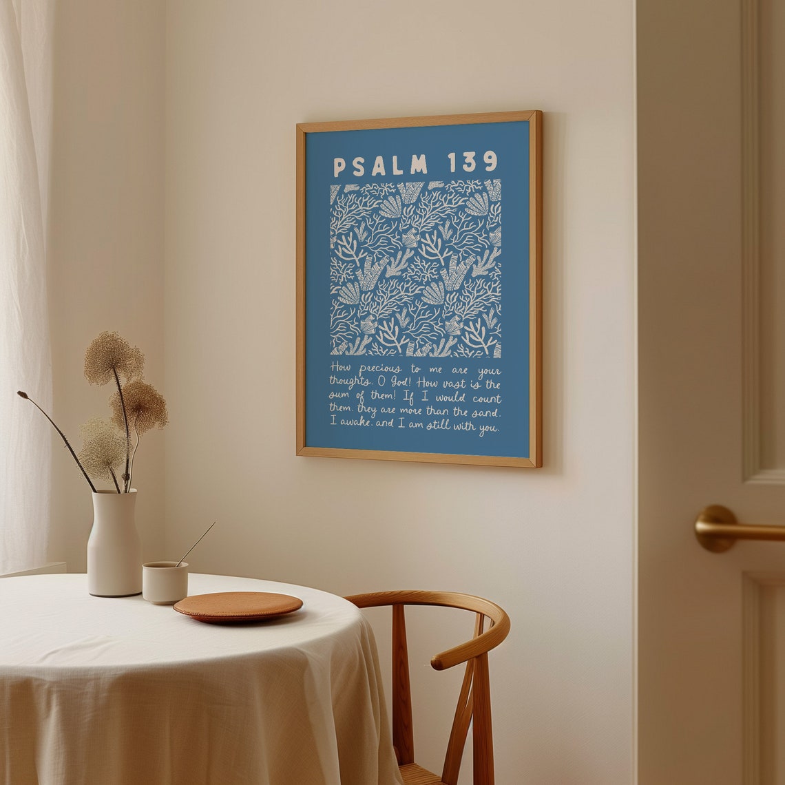Psalm 139 Coral Reef Ocean Pattern Blue Scripture Verse Poster - Image 3