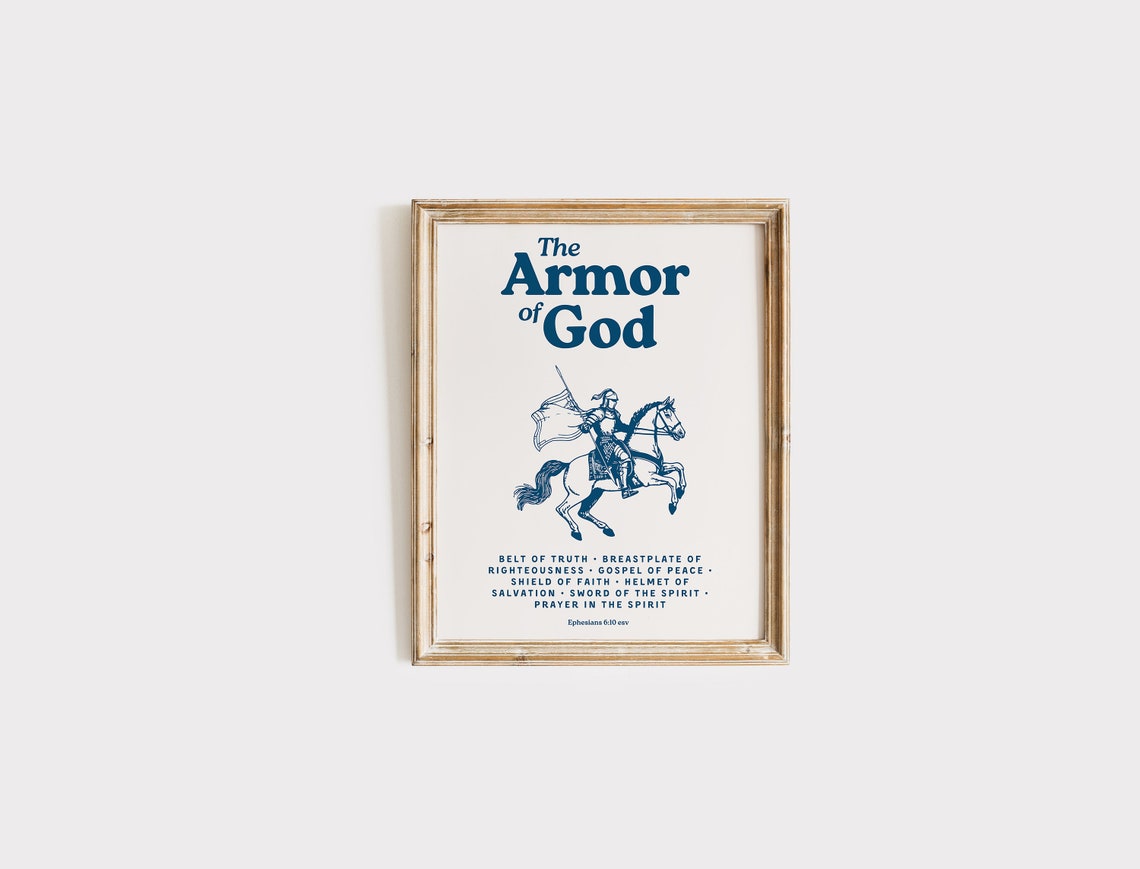 The Armor Of God Navy Knight On Horse Vintage Christian Bible Poster - Image 4