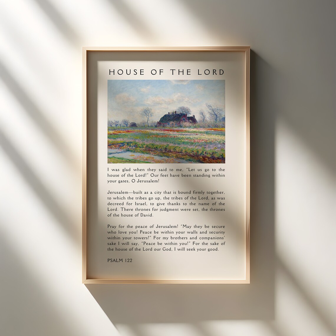House of the Lord Psalm 122 Impressionist Farmhouse Tulip Field Art Poster - Image 4