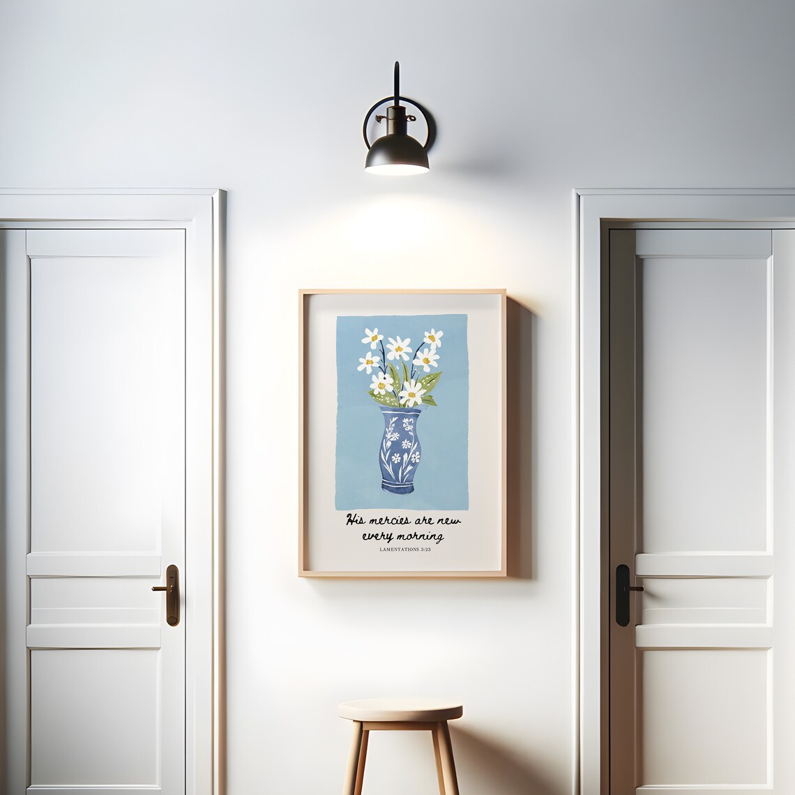 His Mercies Are New Every Morning Lamentations 3:23 Daisy Vase Art Poster - Image 3