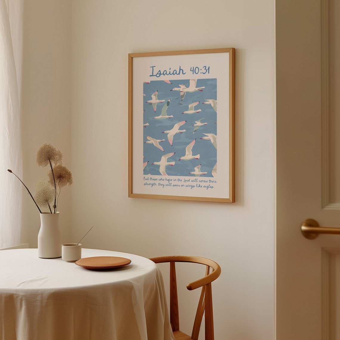 Isaiah 40:31 Renew Your Strength Soaring Seagulls Bible Verse Poster - Image 4