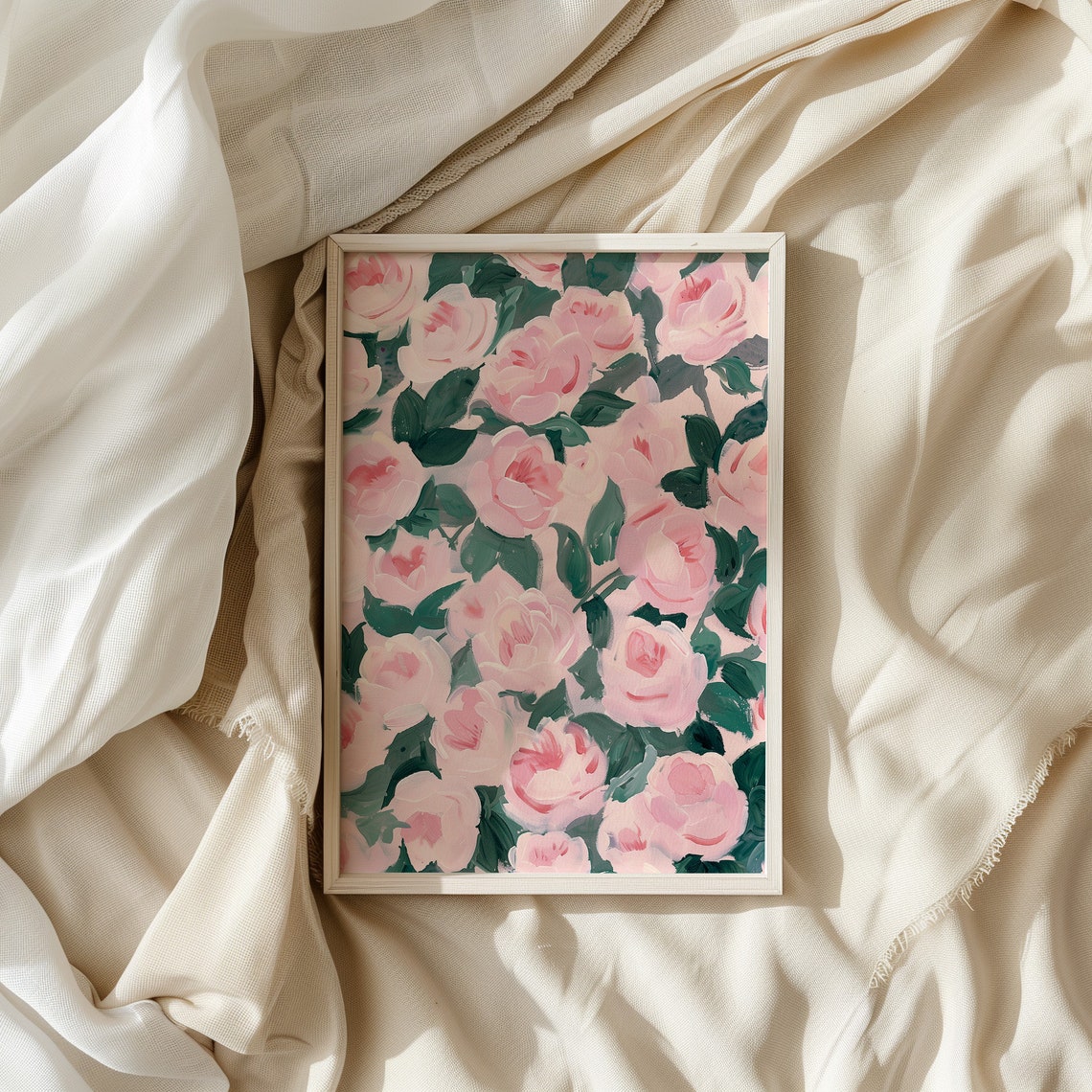 Blush Pink Roses Impressionist Floral Painting Botanical Art Poster - Image 4