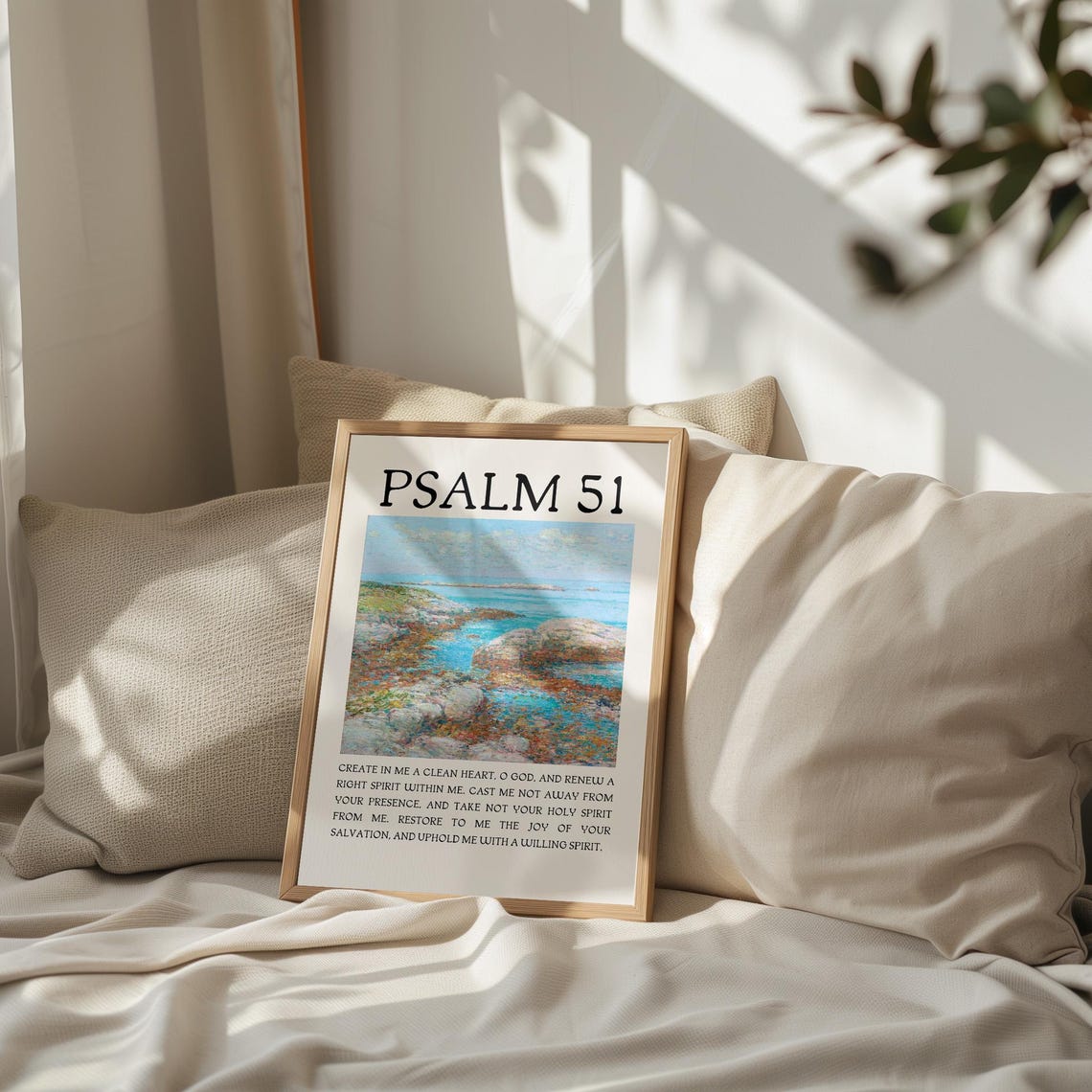 Psalm 51 Create in Me a Clean Heart Coastal Seascape Verse Poster - Image 3