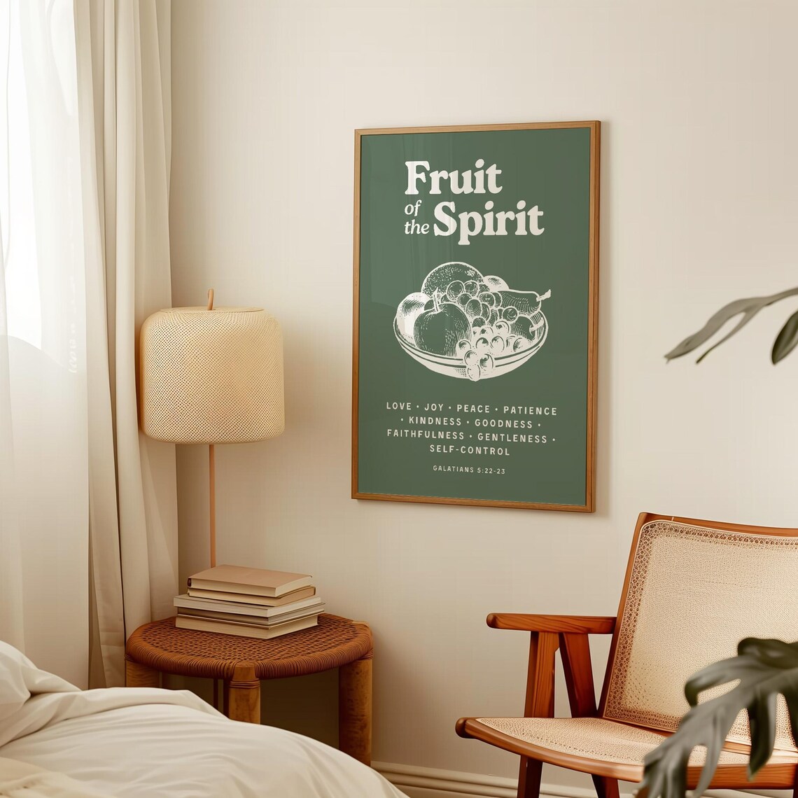 Fruit Of The Spirit Galatians 5 22 Fruit Bowl Green Vintage Bible Poster - Image 3