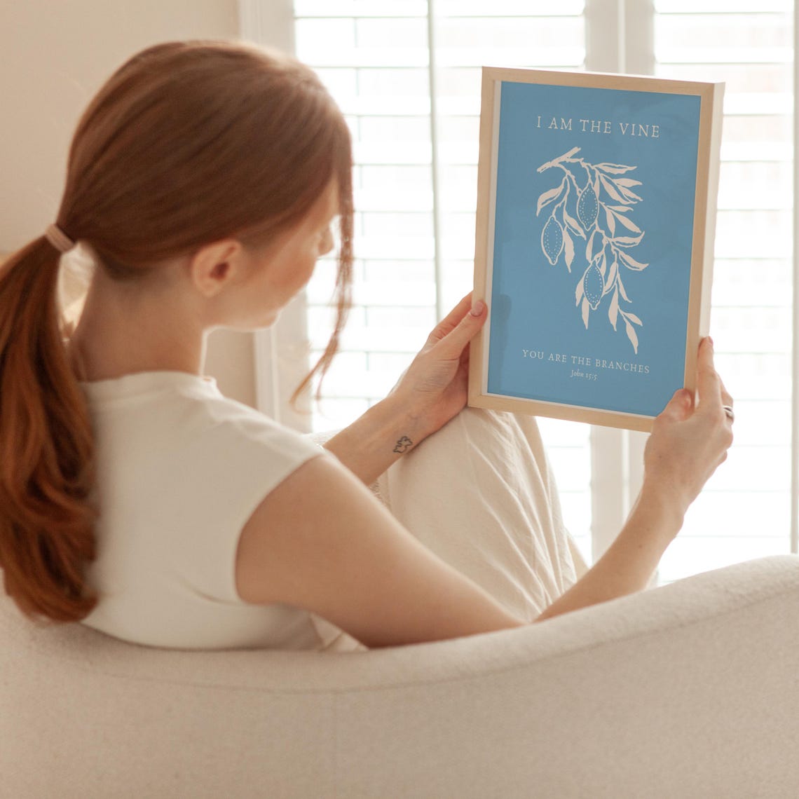 I Am The Vine You Are The Branches John 15 5 Sky Blue Olive Poster - Image 4
