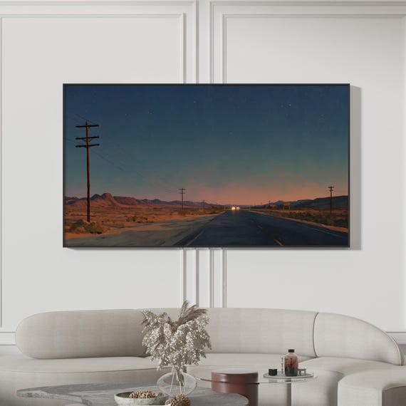 Desert Road Trip Frame Tv Art Southwest Sunset Painting