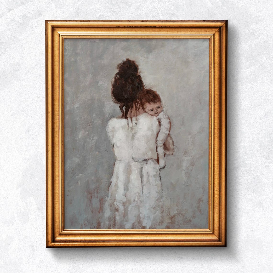 Mother And Child Art Print Unframed Motherhood Painting Poster Mother And Baby Painting In Neutral Colors - Image 2