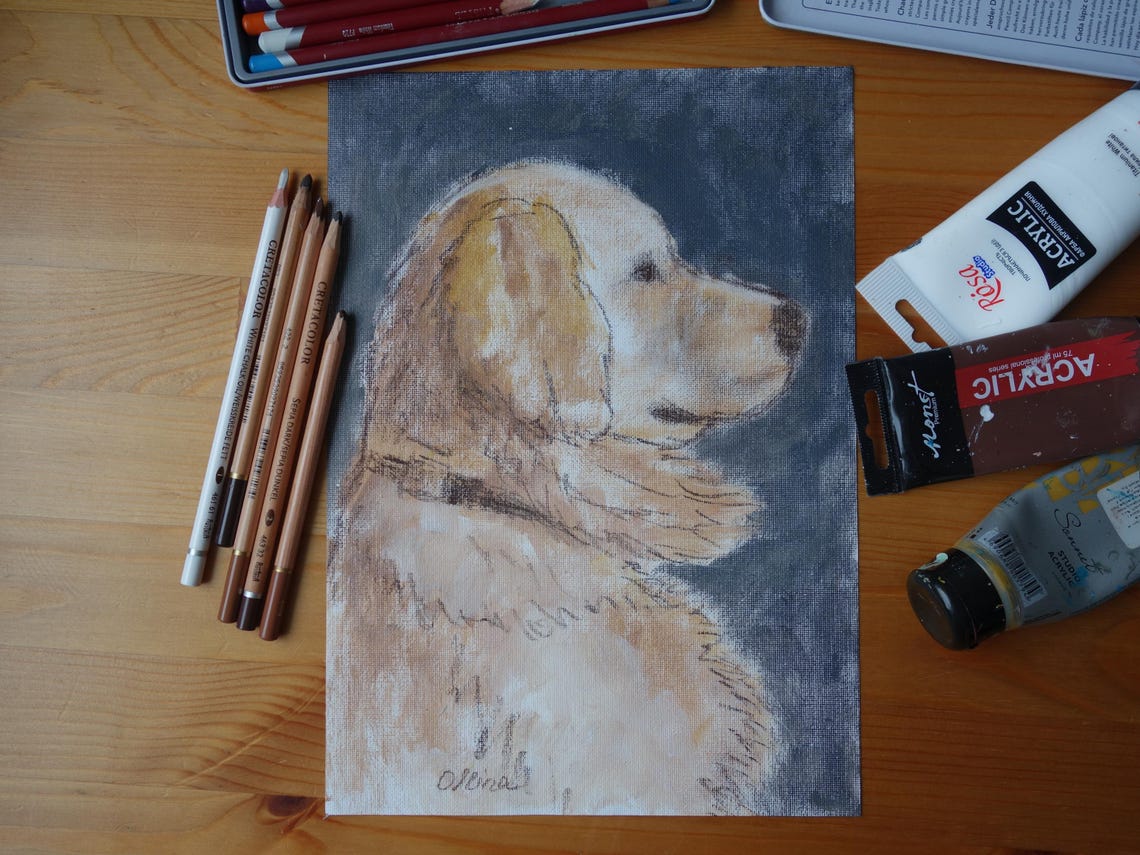Golden Retriever Profile Portrait Painting Poster Noble Dog Artwork - Image 2