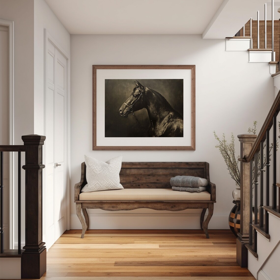 Black Horse Art Print, Moody Equestrian Wall Art - Image 4