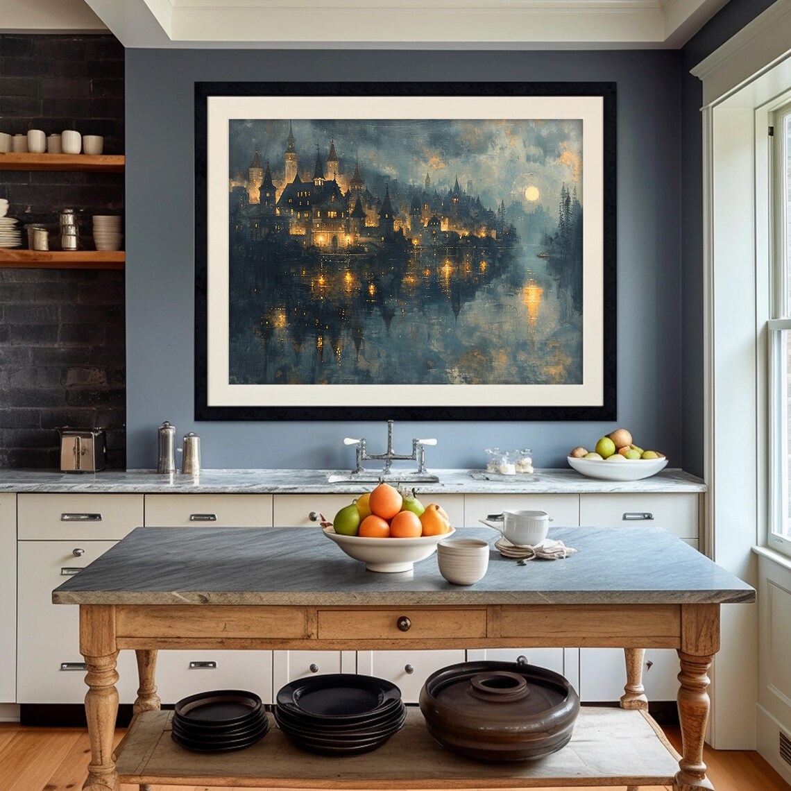 Fantasy Castle Painting Fairytale City Art Print - Image 2