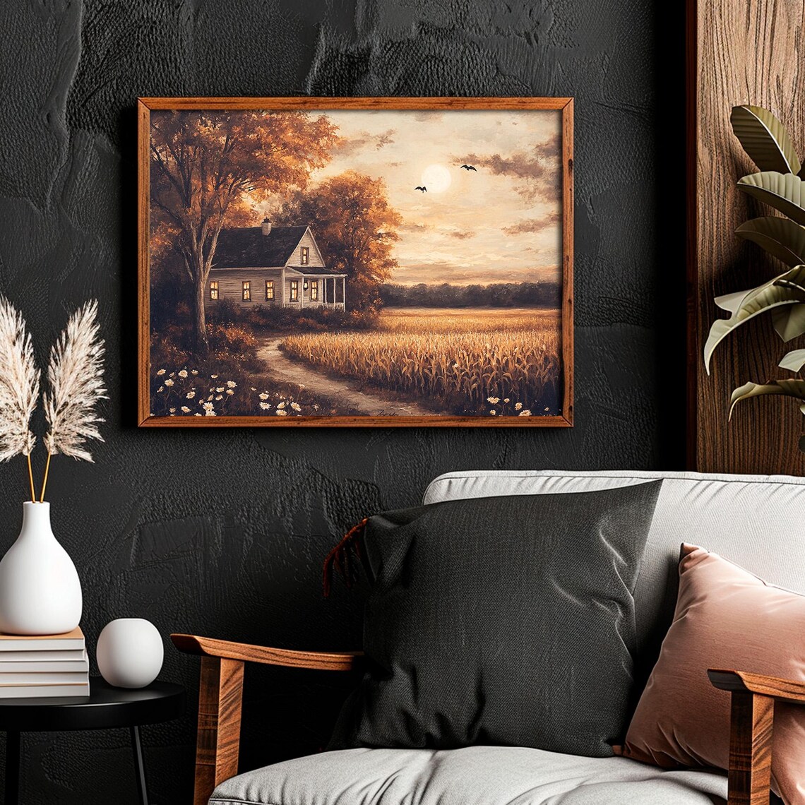 Dark Moody Country Cottage Vintage Farm Landscape - Image 6
