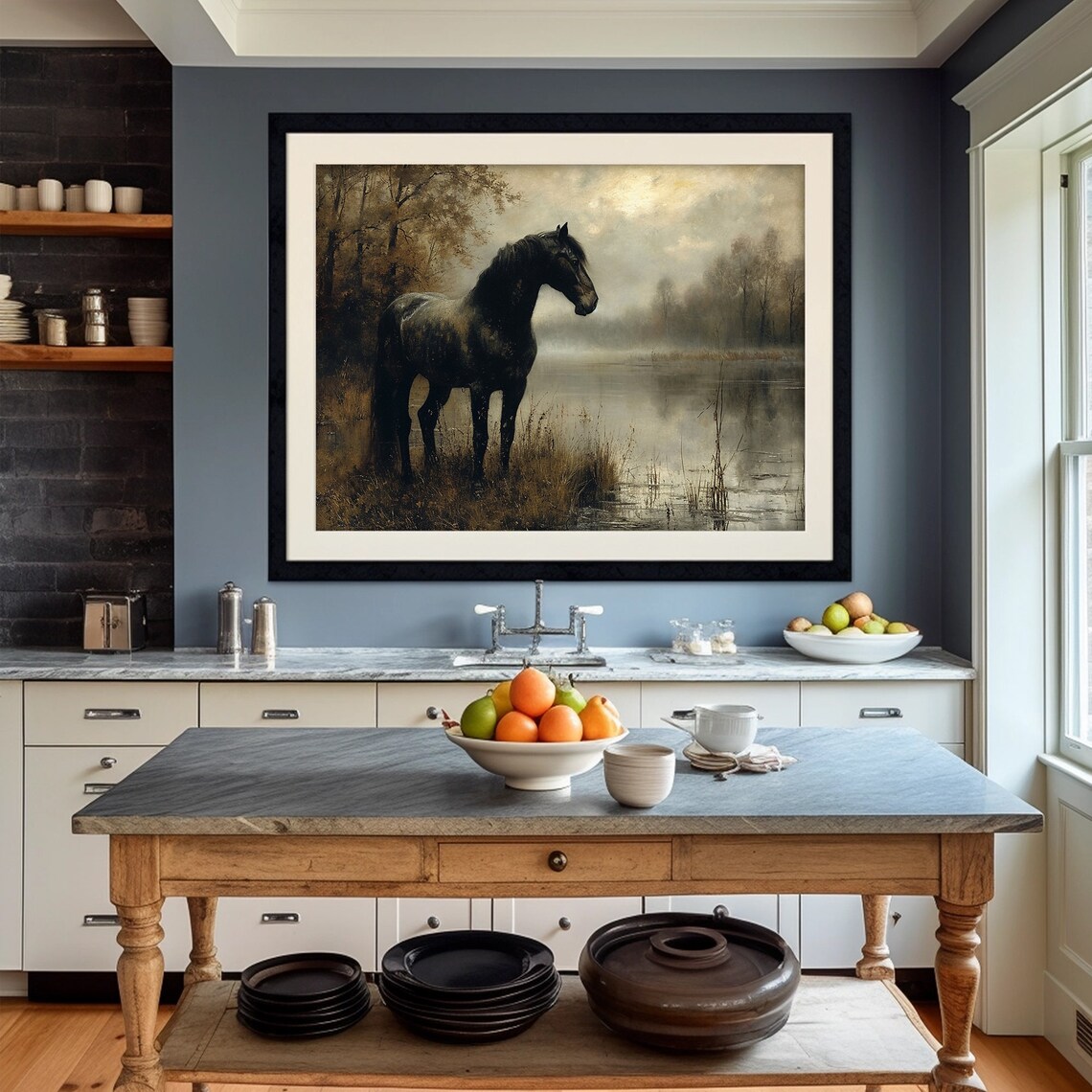 Vintage Black Horse Art Print, Rustic Farmhouse - Image 4