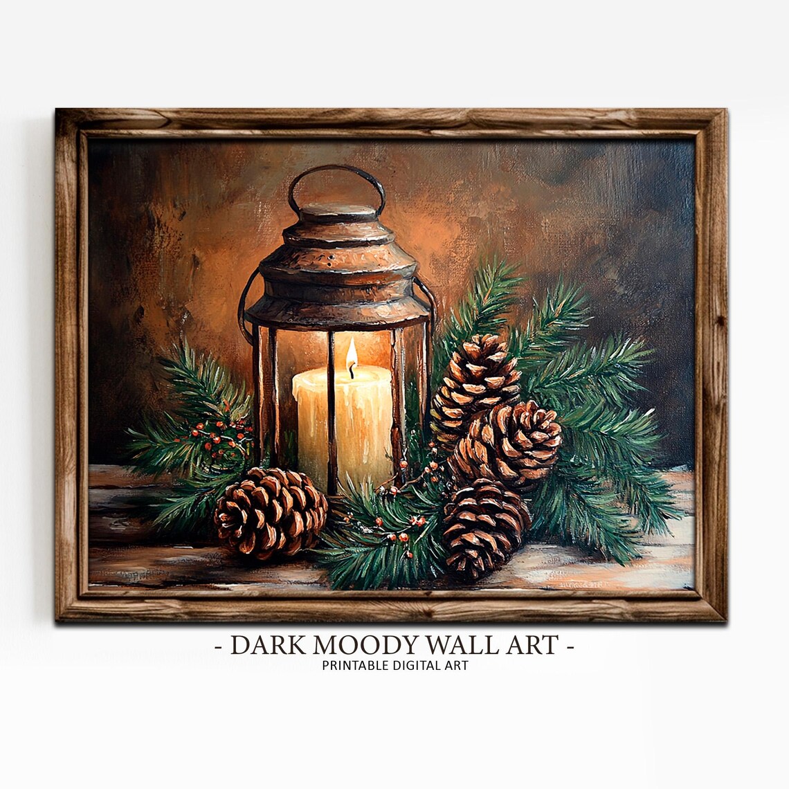 Antique Christmas Holiday Wall Art, Candle Pinecone - Image 4